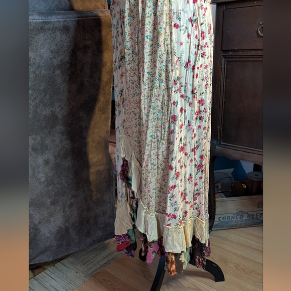 Floral Bohemian Skirt Western Swing Elastic Waist - Picture 6 of 13